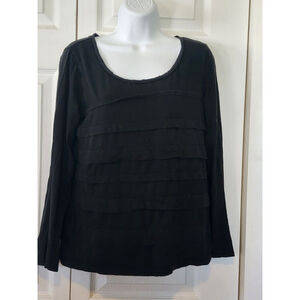 Women's Ann Taylor LOFT Top Size M Black Long Sleeve